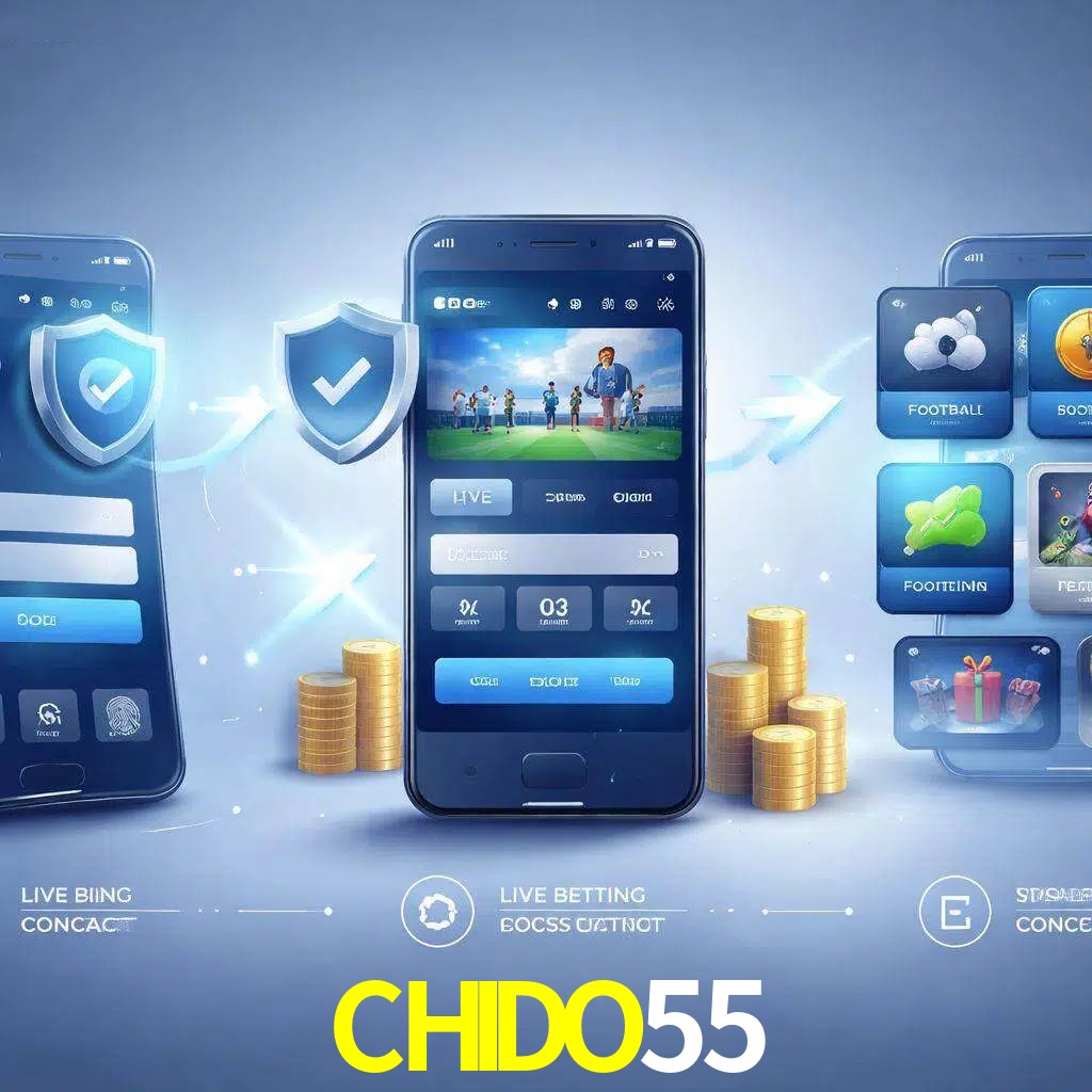 Pasos de acceso a la app CHIDO55 en pantalla de teléfono móvil